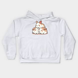 Fluffy Trio Rabbits Kids Hoodie